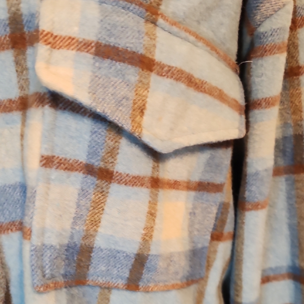 Ford Bronco Blue Brown Plaid Button Down Flannel Large - Picture 6 of 13